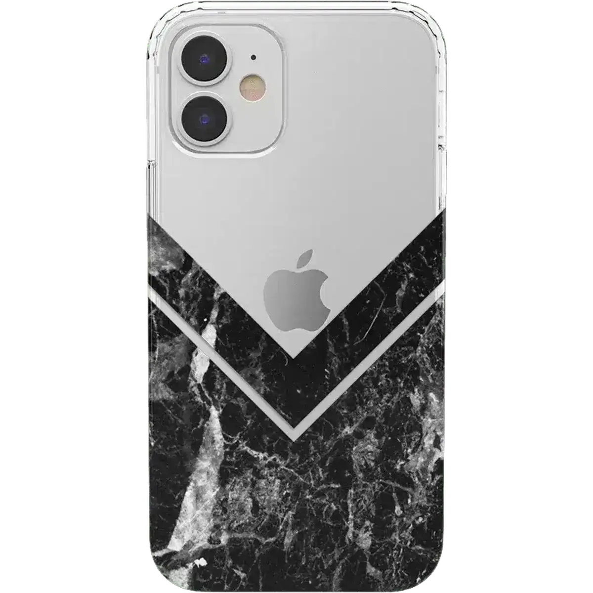 Sleek and Simple | Black Marble V Clear Case