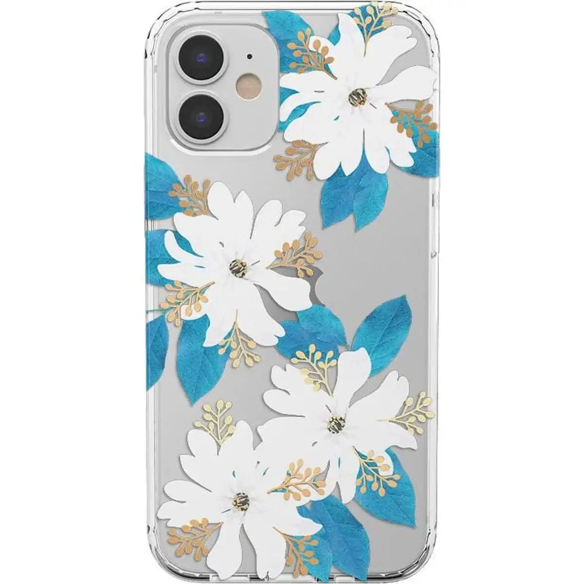 Forget Me Not | Blue and Gold Clear Floral Case